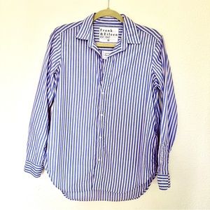 Frank and Eileen: Frank shirt, Blue with pink pinstripes, women’s size M